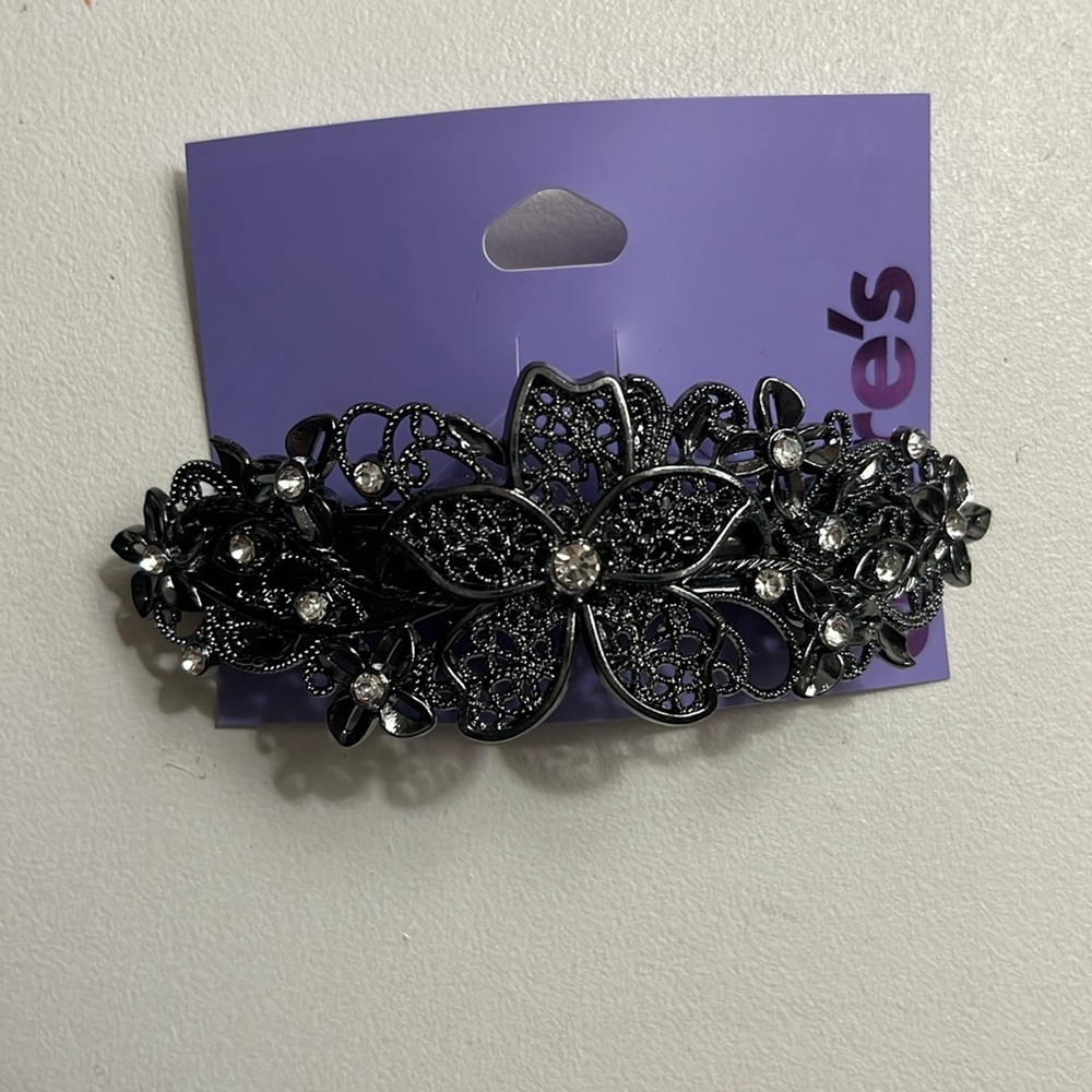 NWT Claire's Decorative Floral Crystal Barrette